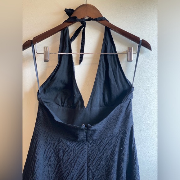 J. Crew Cotton Halter Fit and Flare Black Midi Dress Size 8 - Picture 5 of 6